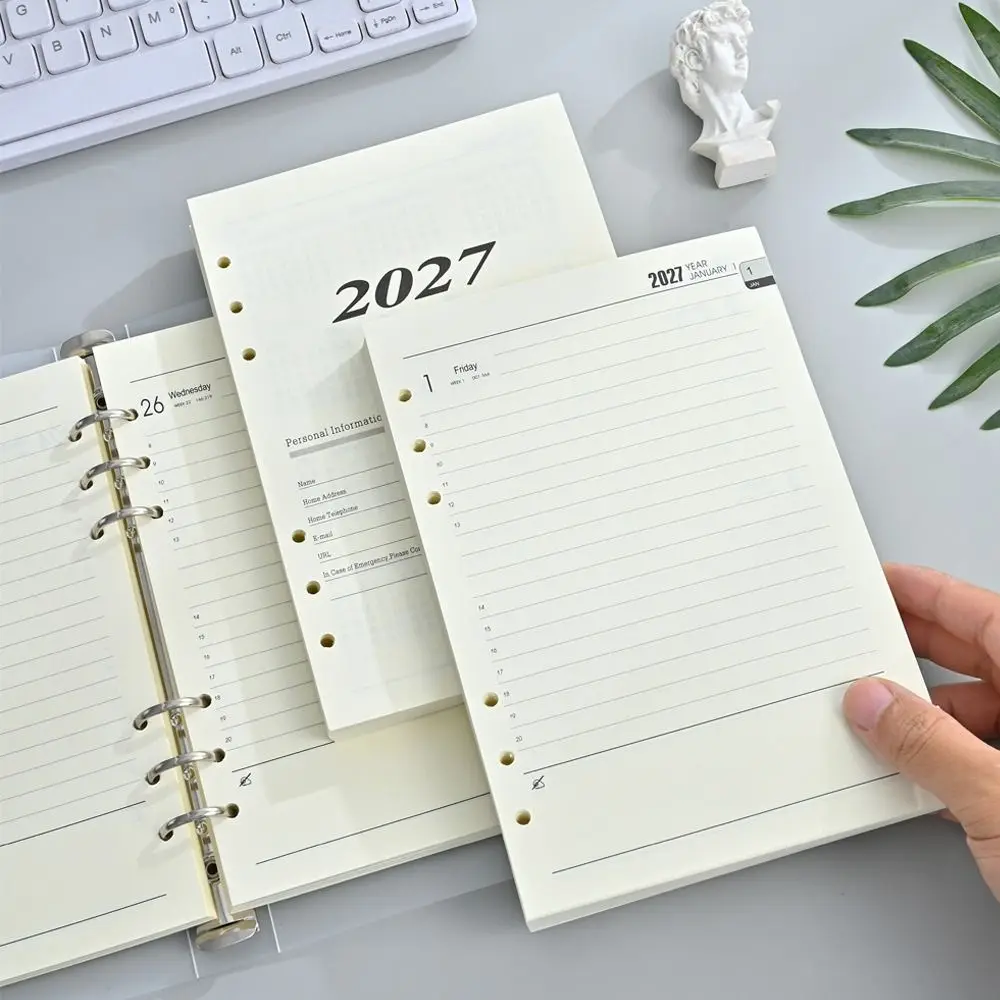 A5 2027 Journal Agenda Plannner Notebook Paper Loose Leaf Loose Leaf Calendar Inserts English Binder Notebook Refill