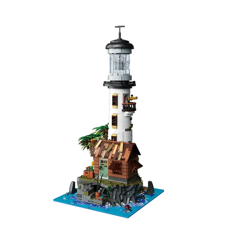2340PCS Villaggio di pesca Faro Building Blocks Creativo Mare Isola Casa Modello Mattoni con luce Bambini Giocattoli fai da te Regali