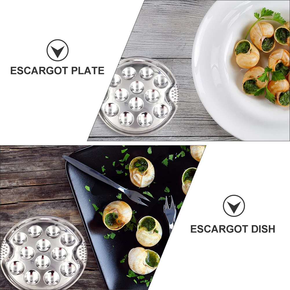 

2pcs Stainless Steel Snail Plate 12 Holes Compartment Design One Piece Mold Fine Workmanship Escargot Cooking Tool Bbq Serving