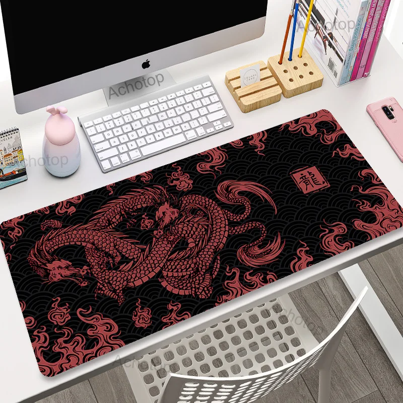 Large Mouse Pad Gaming Mousepad 100x55cm Mouse Mat Chinese Dragon Art Gamer Mousepads PC Desk Pads Pink White Keyboard Mats XXL