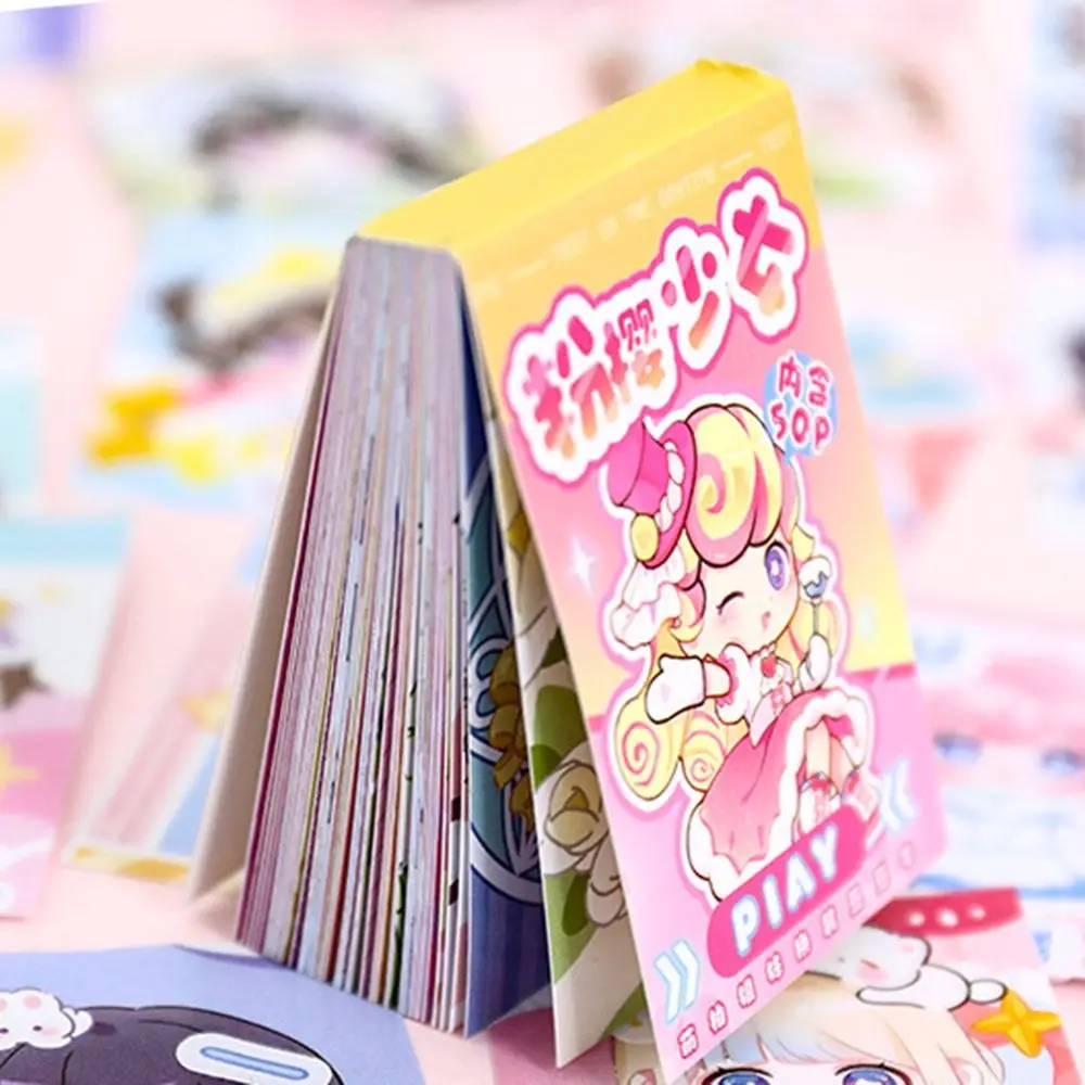 50Pcs Cute Makeup Girl Sticker Book Mini Cartoon Children Sticker Set Scrapbook Sticker