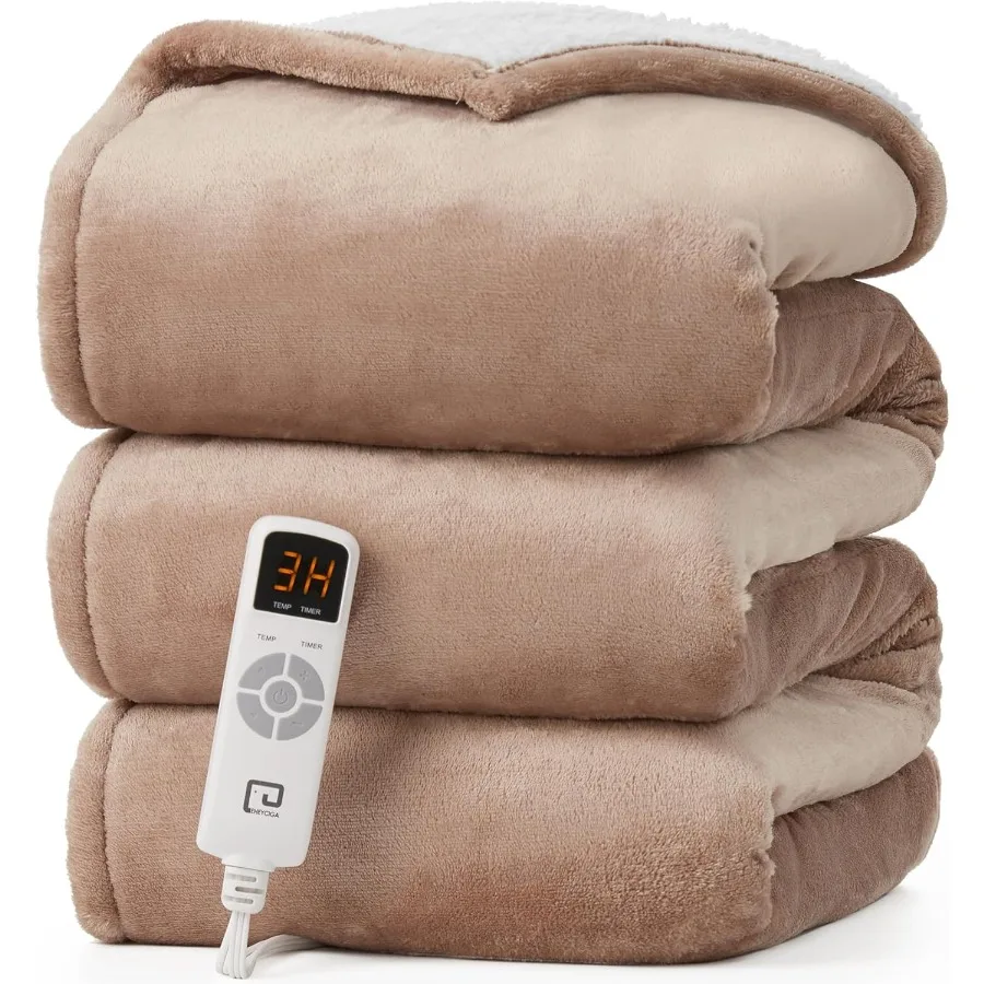 

Heated Blanket Electric Blanket Twin - Heating Blanket with 5 Heating Levels and 10 Hours Auto Off Soft Cozy Sherpa Washable Bl