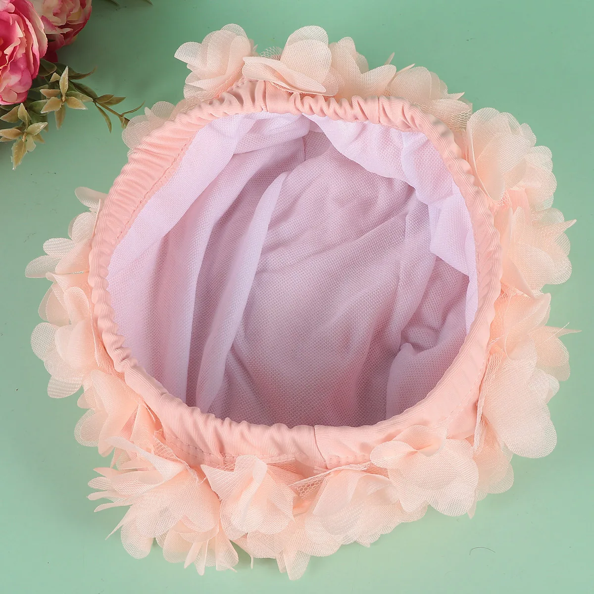 

Women Swim Comfortable 3D Flower Swim Hat Eco Friendly Lightweight Ear Protector Pink Beach Pool Accessory Swimming Hat