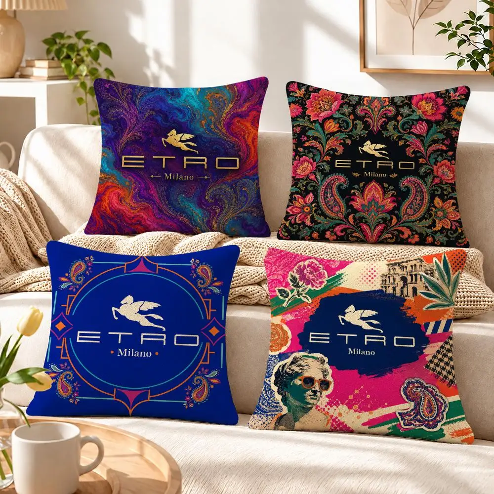 Brand Etro Cushion Cover Soft Short‑Plush Pillowcase, Decor for Sofa & Bedroom, Perfect Holiday Gif