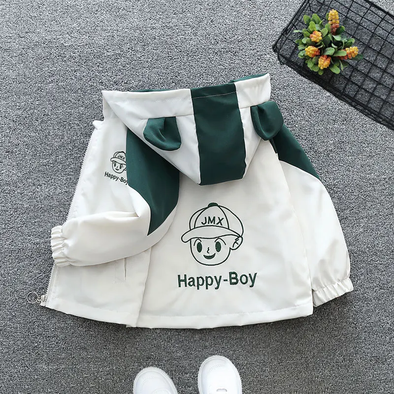 1 2 3 4 5 6 Years Baby Boys Jacket Happy Boy Fashion Windbreaker Outerwear Hooded Zipper Boys Coat Birthday Gifts Kids Clothes