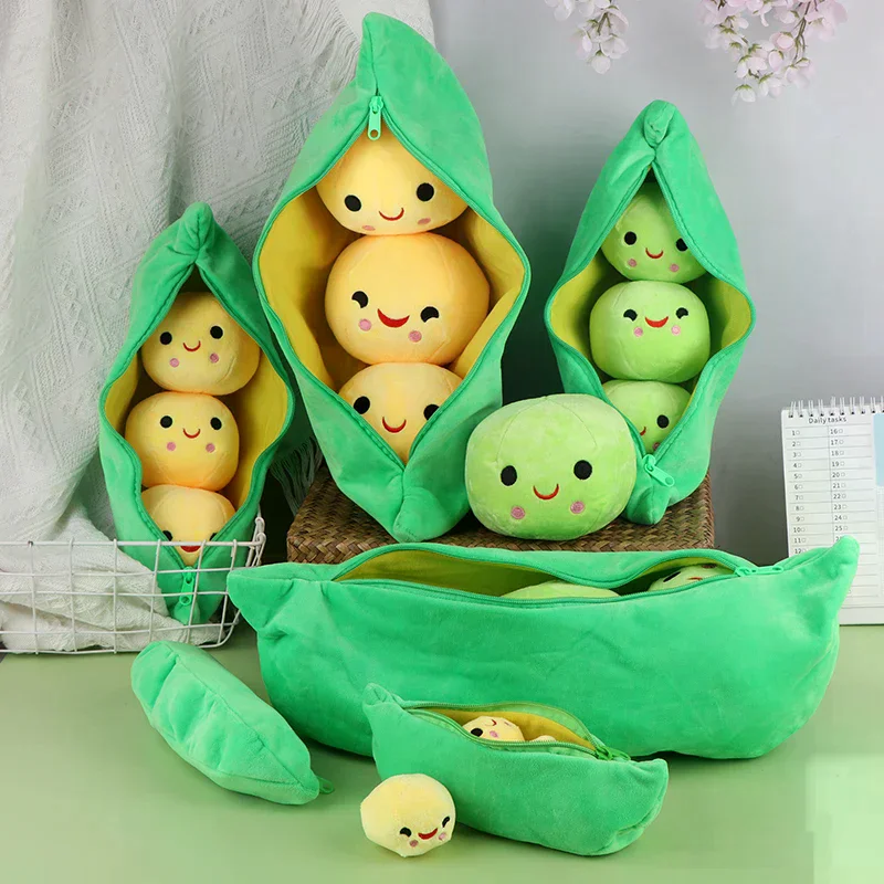Cute Bean 3 Peas In A Pod Plush Toy Soft Throw Sleeping Pillow Stuffed Toys Home Decortion