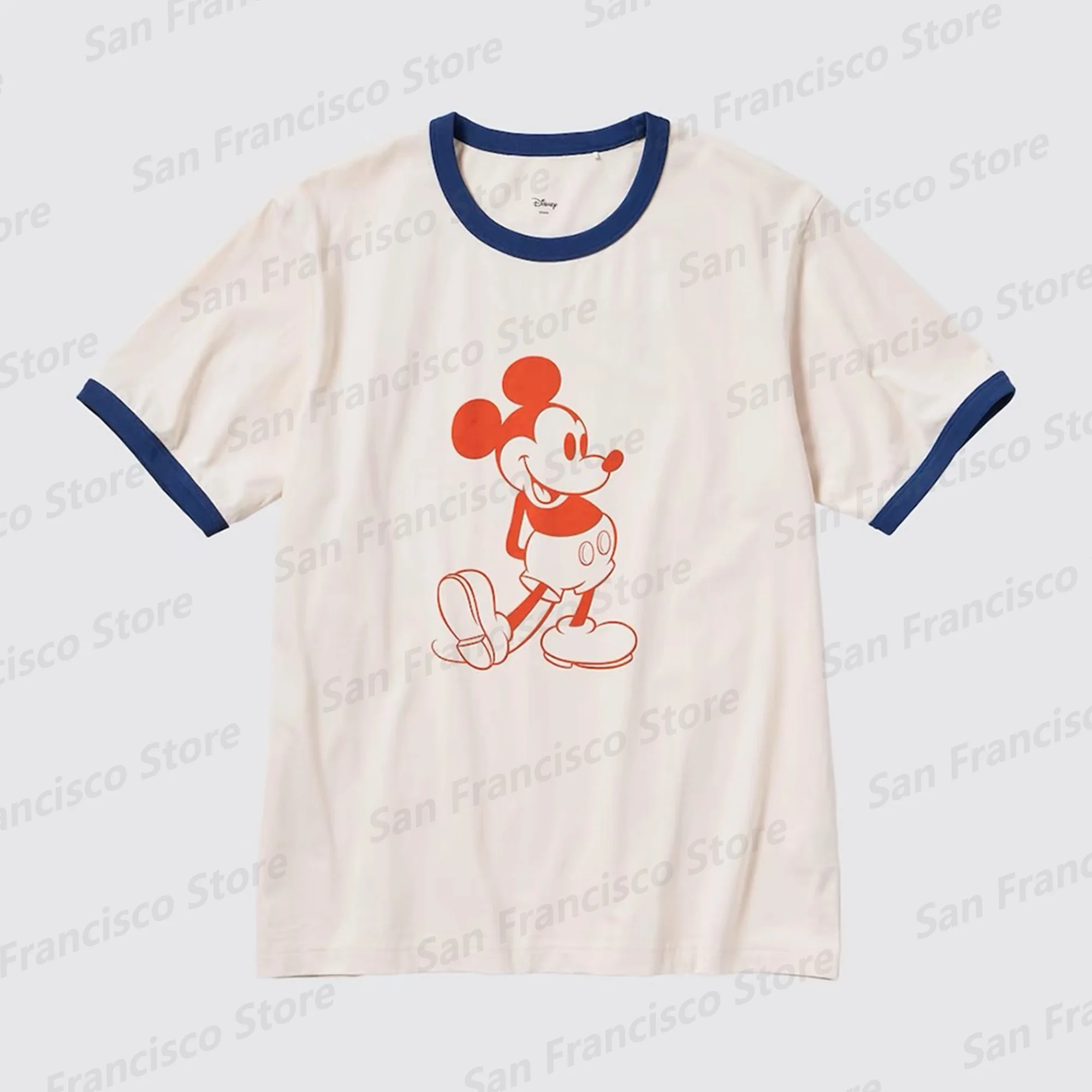 2024 New Summer Disney Red Mickey Mouse Pattern Printed Outdoor Short Sleeve KID/Adult Comfortable Casual T-Shirt Hot Sale