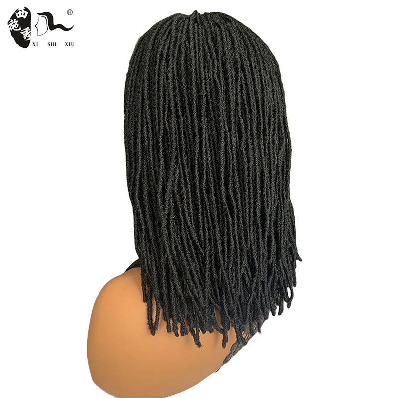 14 "Korte Gevlochten Pruik Voor Zwarte Vrouwen Full Lace Dreadlock Pruik Met Baby Haar Pre-Tokkel Faux Locs Pruik Synthetische Twist Vlecht Pruik