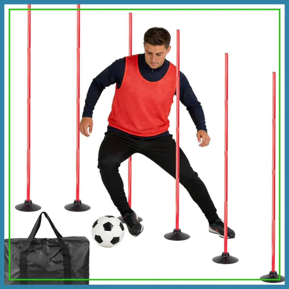 

6 Pcs 5 FT Adjustable Agility Training Poles for Soccer, Football, Basketball, Horse, Dog