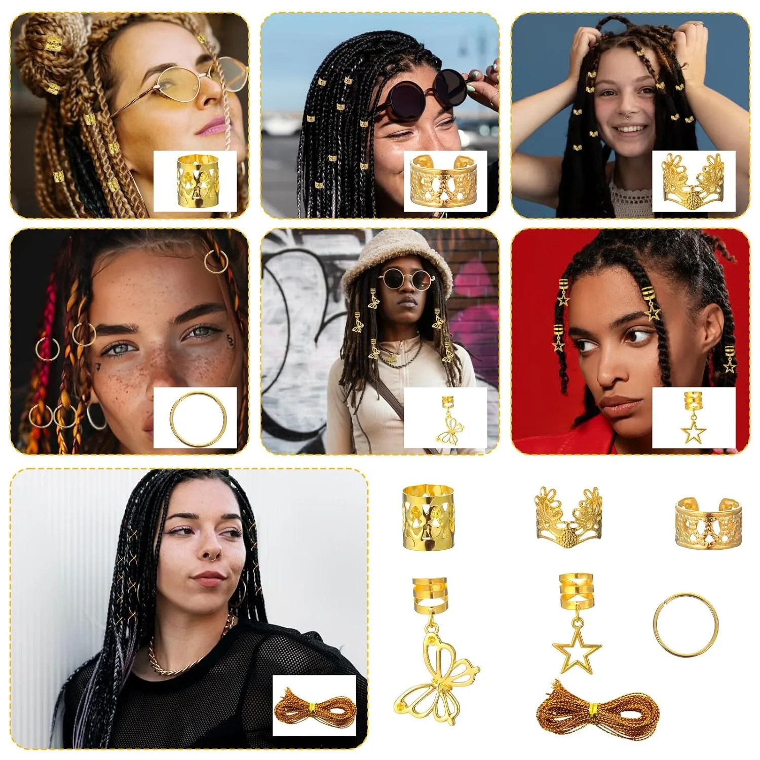 48pcs Star and Butterfly Adjustable Hair Cuffs