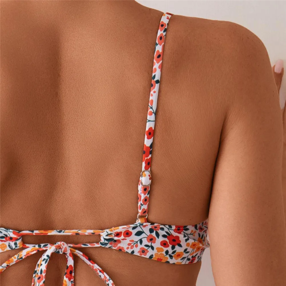 セクシーな花柄マイクロビキニセット レディース マイクロTバック水着 ストリング レースアップ水着 水着 2026 ミニビキニ 女性用