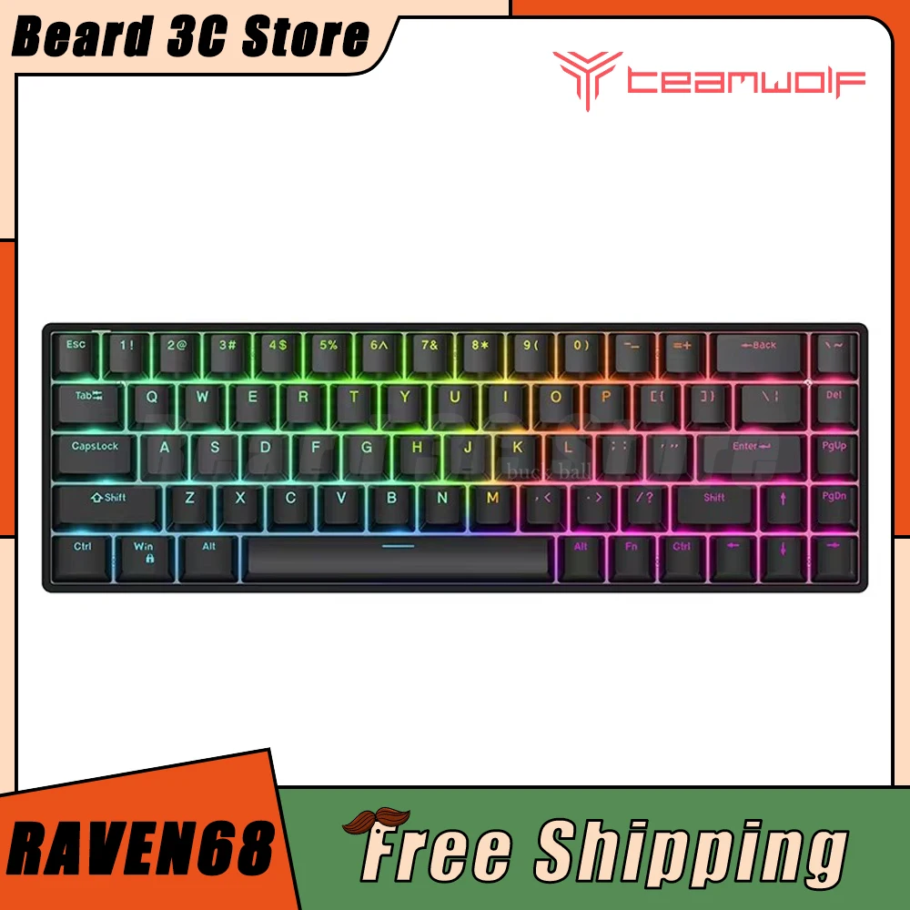 teclado mecanico de eixo magnetico com fio gatilho rapido 8k jogos de esportes eletronicos teclado personalizado do pc retroiluminacao rgb teamwolf raven68 01