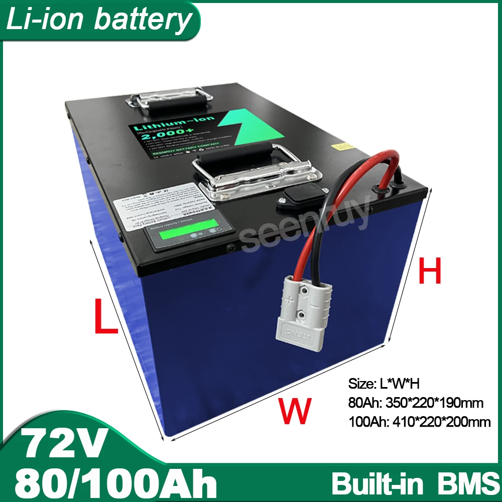 

SEENRUY 72V 80AH 100AH Li-ion With Charger 50A 80A 100A 120A Lithium Polymer Battery Perfect For Tricycle Motorcycle Scooter