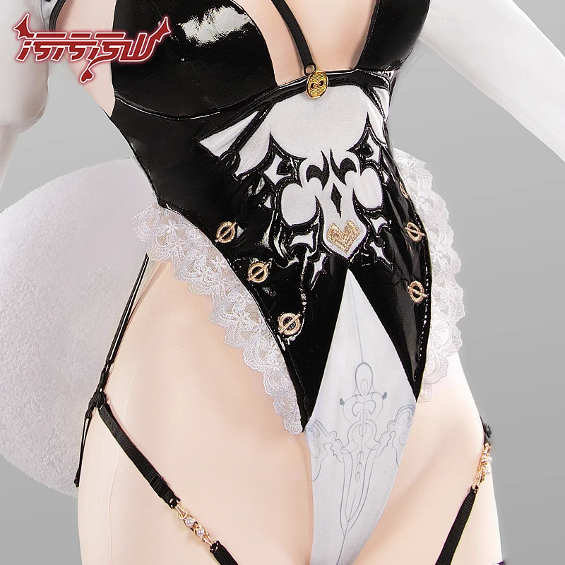 أزياء Nier Automata التأثيرية Yorha 2B بدلة الأرنب Yorha 2B أزياء النادل التأثيرية أزياء الخادمة أزياء أنيمي كوسبلاي لغسل الأطباق