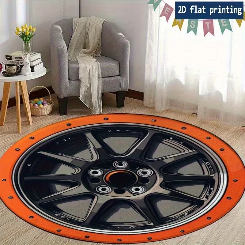 1pc Moderne Rad Druck Runde Teppich Rund Boden Teppich Geeignet für Wohnzimmer Schlafzimmer Büro Café Weichen Teppich Hause dekoration