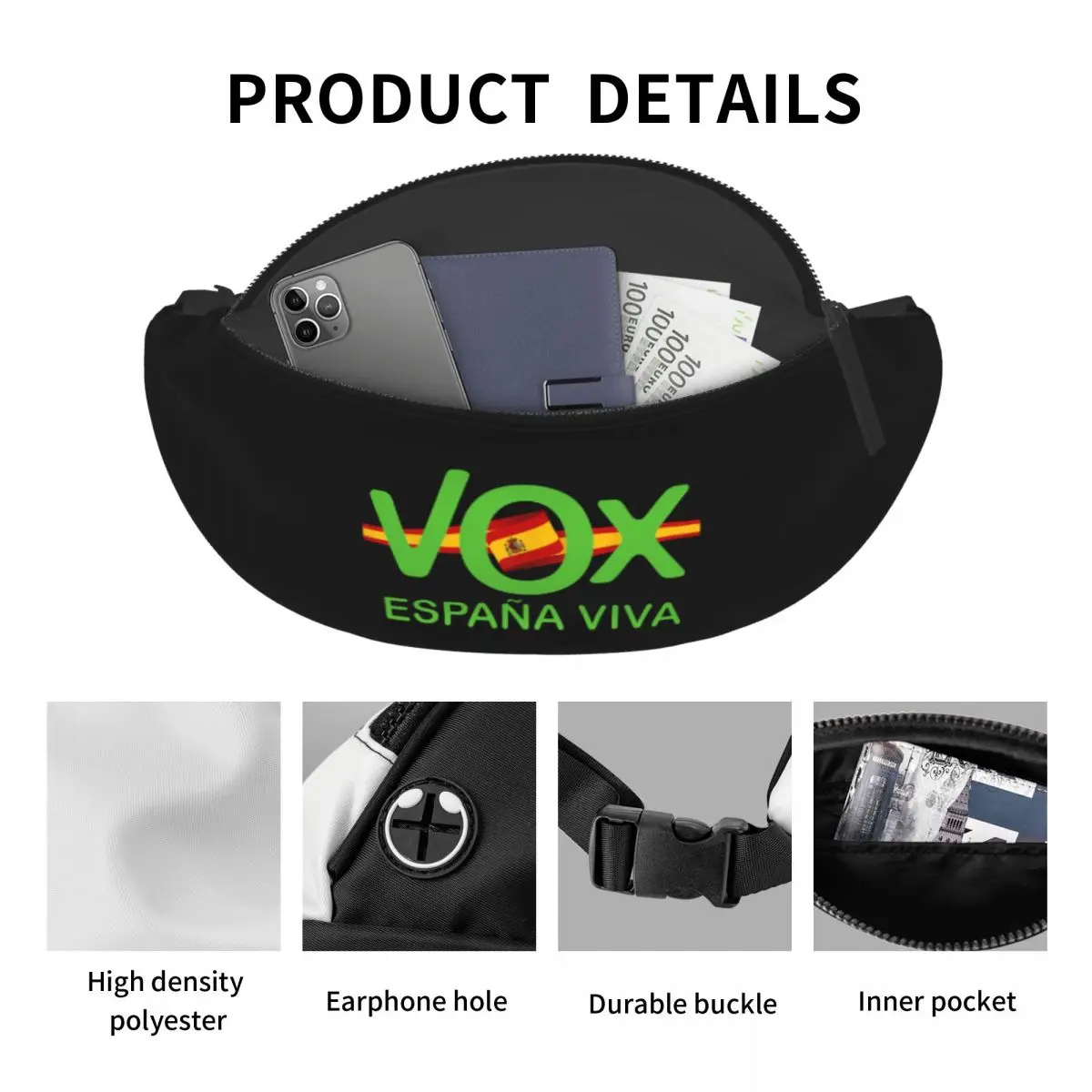 Espana Viva Vox marsupio personalizzato spagna bandiera Crossbody marsupio uomo donna ciclismo campeggio telefono Money Pouch