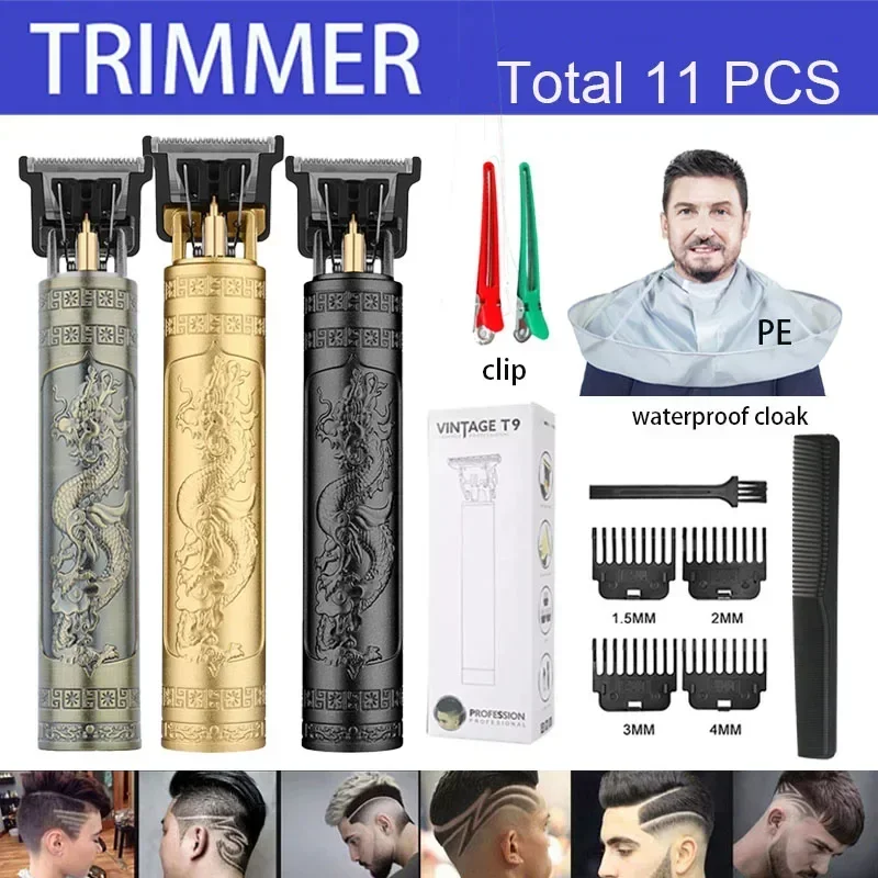 

Barber Retro Hair Trimmer Professional Razor Trimmer Cut Machine Wireless Hair Clipper Beard Man Shaving N4