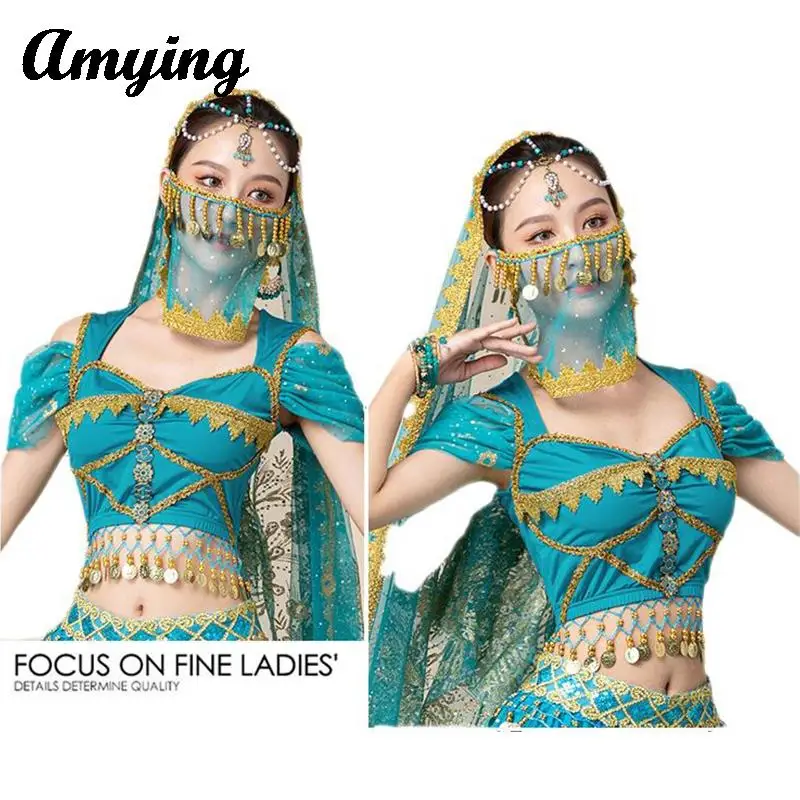 

Women Belly Dance Tops Performance Costume Oriental Court Dance Princess Wear Clothes Ladies Dance Practice Training Suit