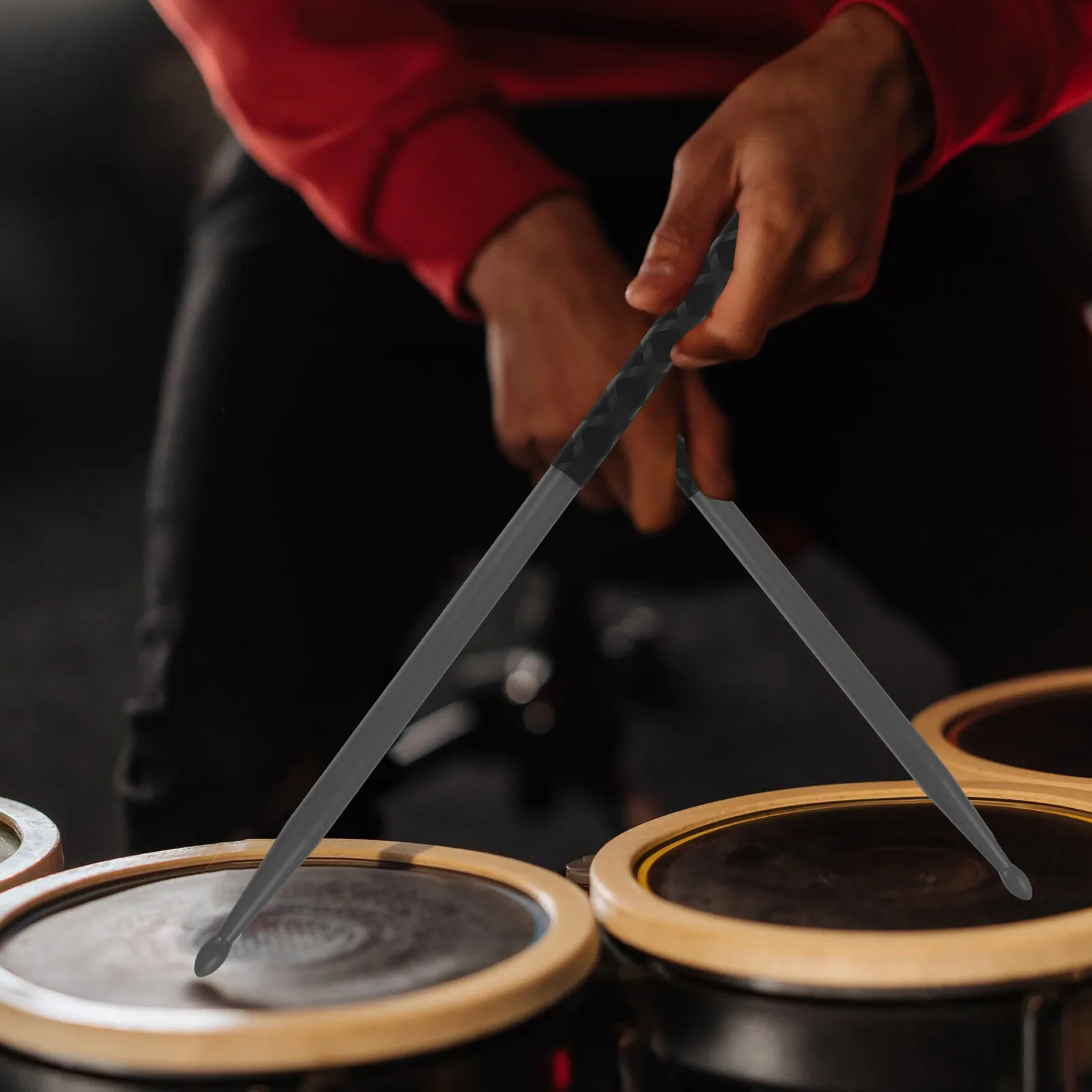 

Jazz Drumsticks With Non-Skid Covers Lightweight Percussion Sticks Comfortable Grip Nylon Drum Mallet For Practice Musicians