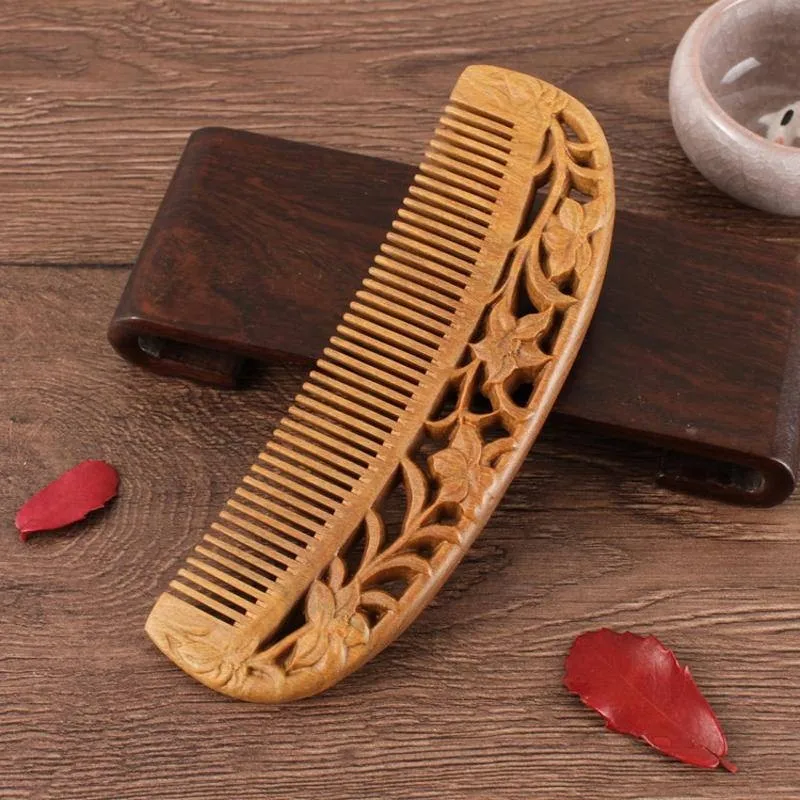 

Handmade Natural Green Sandalwood Massage Comb Scalp Massager Head Anti-static Wooden Head Brush for Women Men