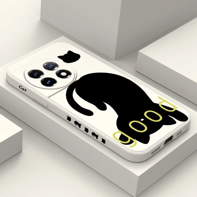 

Googly Eyed Cat Phone Case For Oneplus 13 13R 12 12R 11 11R 10 10R 10T 9R 9RT 9 8T 8 7 7T Pro 5G Liquid Silicone Cover