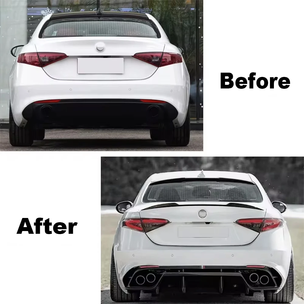 For Alfa Romeo Giulia Spoiler 2015 - 2023 Car Tail Wings Fixed Wind Spoiler Rear Wing Auto Fixed Wind Wing Gloss Black Accessory