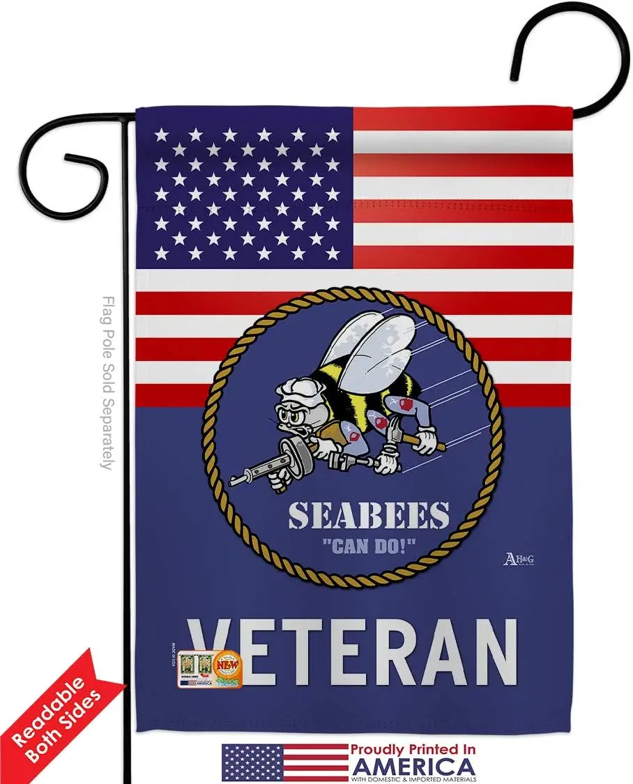 Navy US Seabees Veteran Garden Flag Armed Forces USN Seabee United State American Military Retire Official Small Decorative Gift