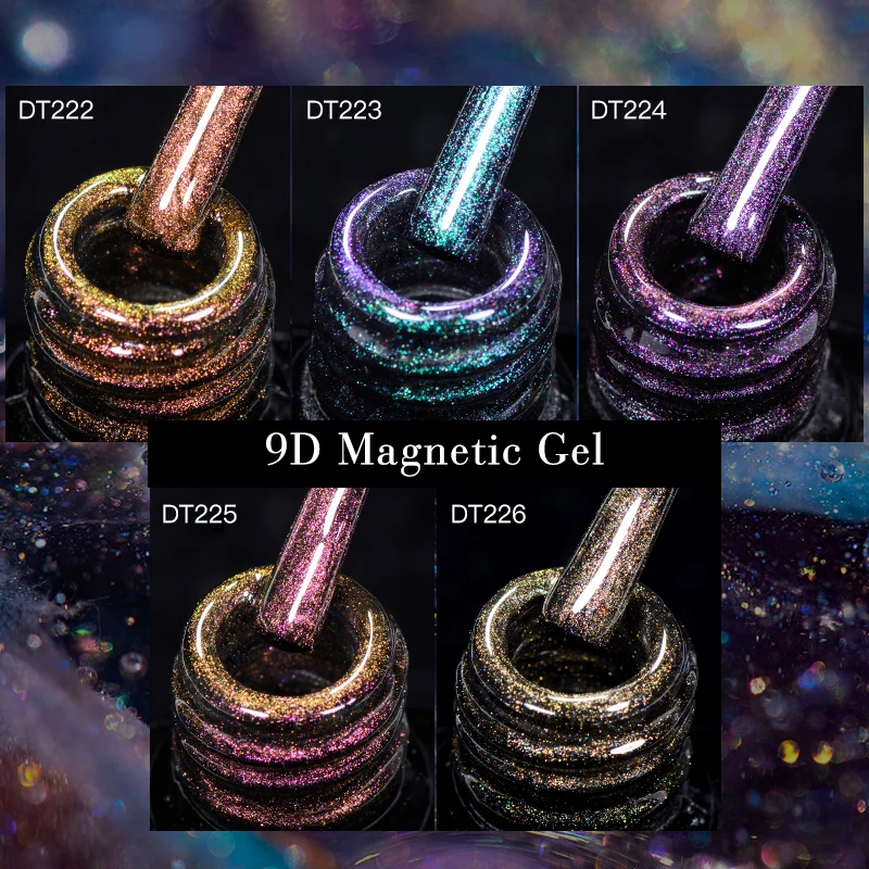 MEET ACROSS 7ml 9D Cat Magnetic Gel Nail Polish Glitter Magnetic Semi Permanent UV LED Nail Art Varnishes Need Base Top Coat