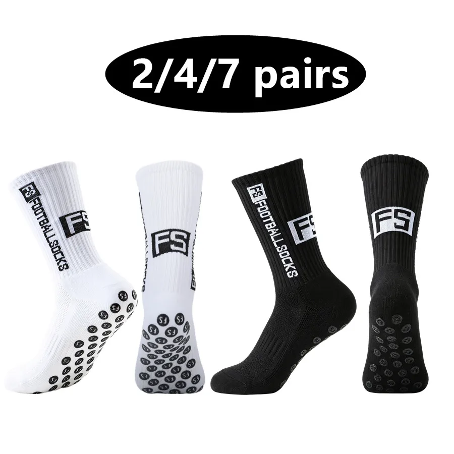 2/4/7 Pairs Towel Sole Non Slip Sports Grip Socks Breathable Shockproof Unisex Socks Baseball Rugby Cycling Tennis Skate Socks