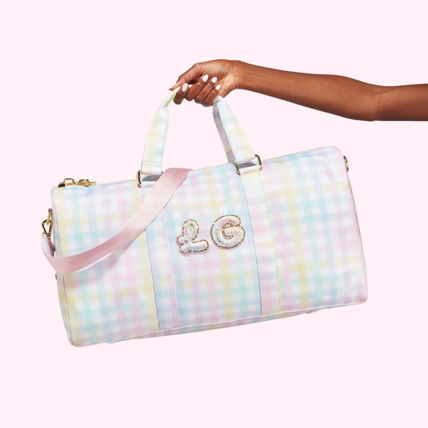 Nylon Weekender Travel Duffle Bags Plaid Waterproof Large Capacity Rainbow Gingham Handbag Spring Summer New Style DIY Gift