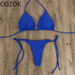 Brazilian Swimsuit Women Sexy Bikini Set Push-up Padded Bra Thong Two Pieces Swimwear Beachwear Bathing Suit Femme