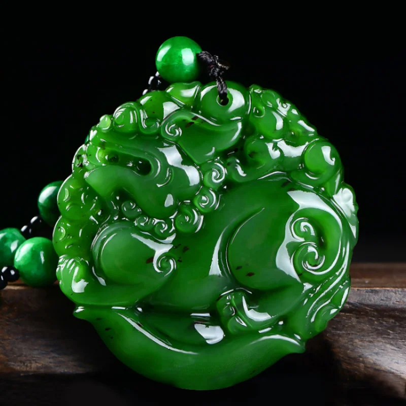 

Hetian White Ingot Pixiu Women Natural Jadeite Men's Jade Necklace Pendant