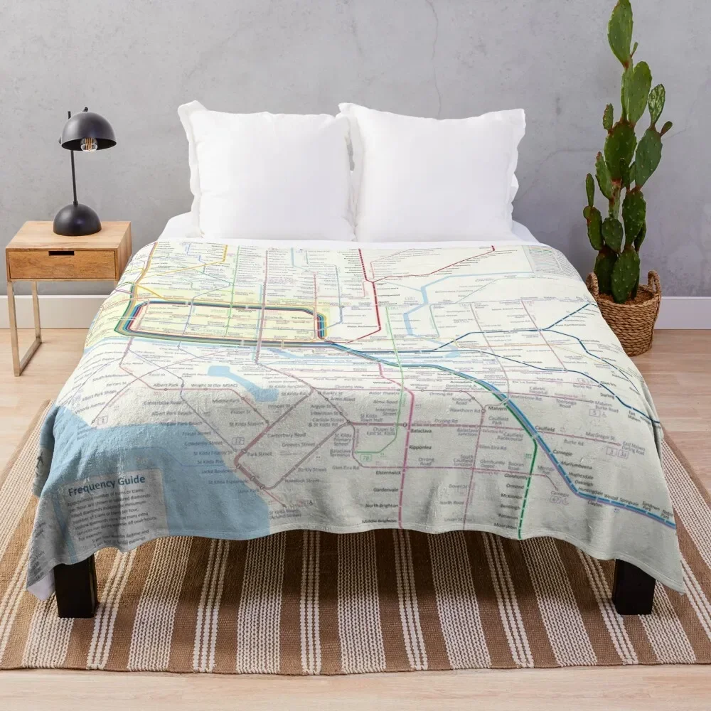 

Melbourne train and tram map Throw Blanket Warm heavy to sleep Blankets