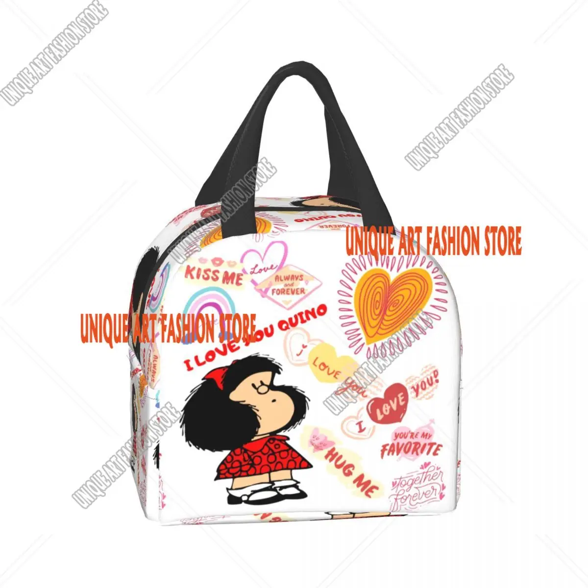 Mafalda Quino Comics Thermal Insulated Lunch Bag Resuable Lunch Box for Women Kids Outdoor Camping Travel Food Storage Bags