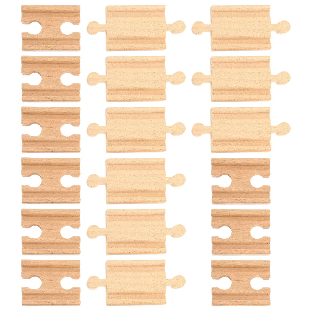 

Набор из 18 деревянных элементов железнодорожной дороги, включая прямые и изогнутые секции, совместимые со всеми основными брендами, развивает творческие способности и