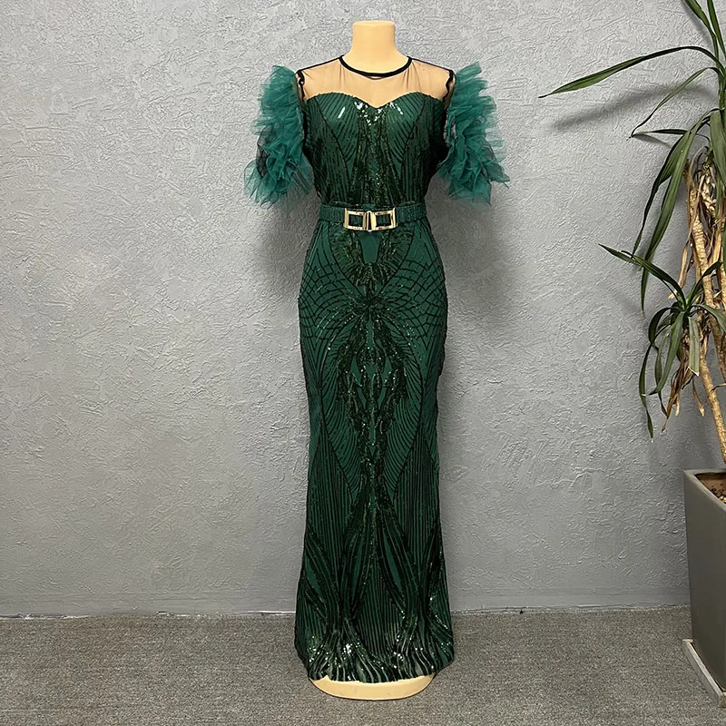 African Wedding Evening Gown Turkey Dresses For Women Glitter Luxury Sequin Bodycon Cocktail Party Formal Dress Dashiki Clothes