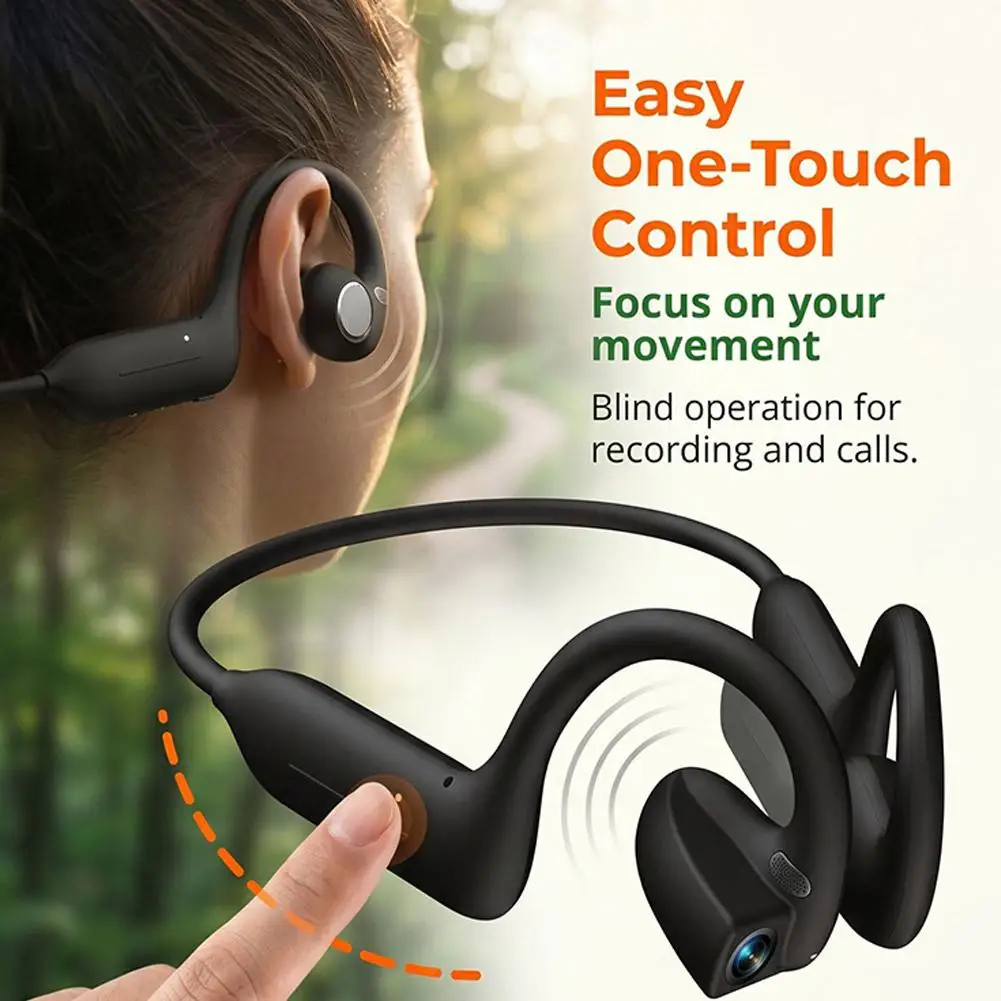 Smart Camera Bluetooth Headset HD Recording Smart AI Translation Ear Hanging Air Conduction Earphones Outdoor Cycling Record