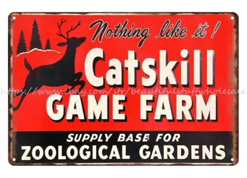 Catskill Game Farm metal tin sign collectible wall art wall art