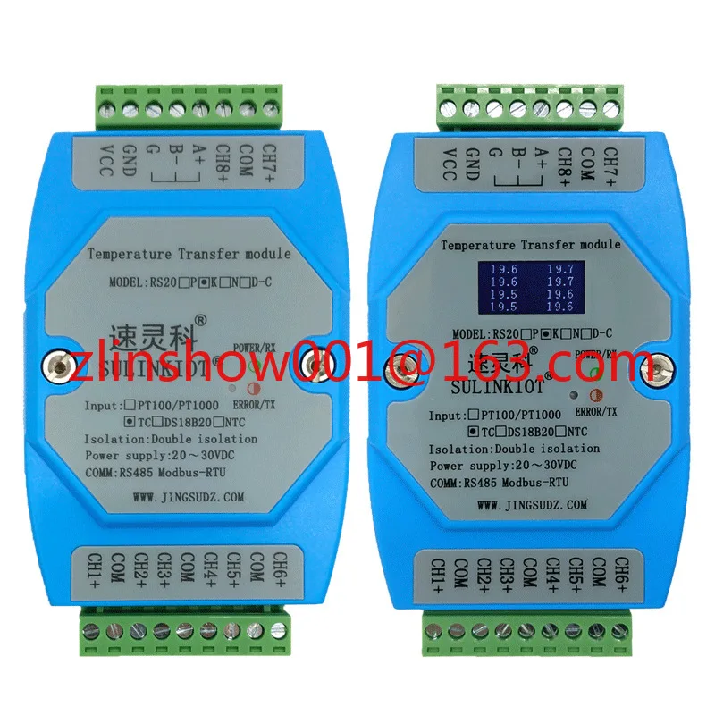 

Thermocouple Temperature Transmitter Module MODBUS-RTU Protocol RS485 Communication 8-Channel Temperature Collector