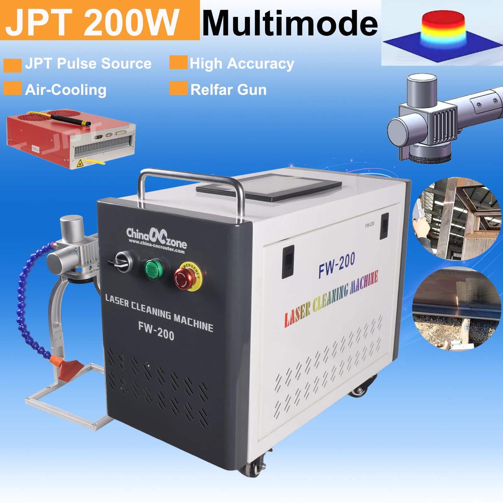 [US Ship] 200W Pulse Laser Cleaner Industrial Mold Rust Removal Cleaning Oil Paint for Metal Rubber Furniture