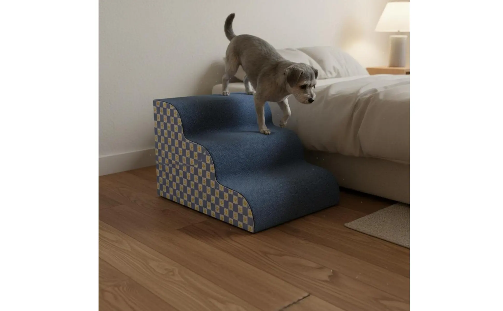 Transformable Pet Stairs Ramp Cleanable Cover Foldable Pet Ramp Three-Tier Dog Stairs Non-Slip Surface for Older Animals