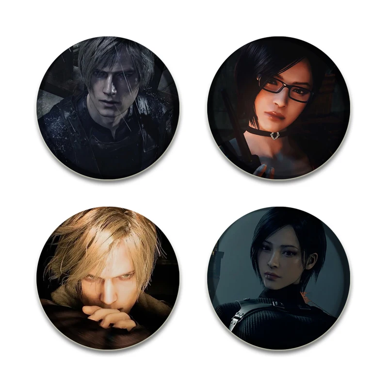 32/44/58mm Evil Game Round Pins Leon Kennedy HD Print Brooches Handmade Creative Badge for Backpack Hat Jewelry Accessories Gift