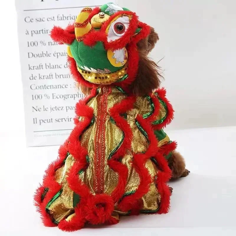 Costume Lion Dance Dog And Cat Spring Festival Dog Costume Chinese New Year Role Play Puppy Pet Chihuahua Puppy Costume