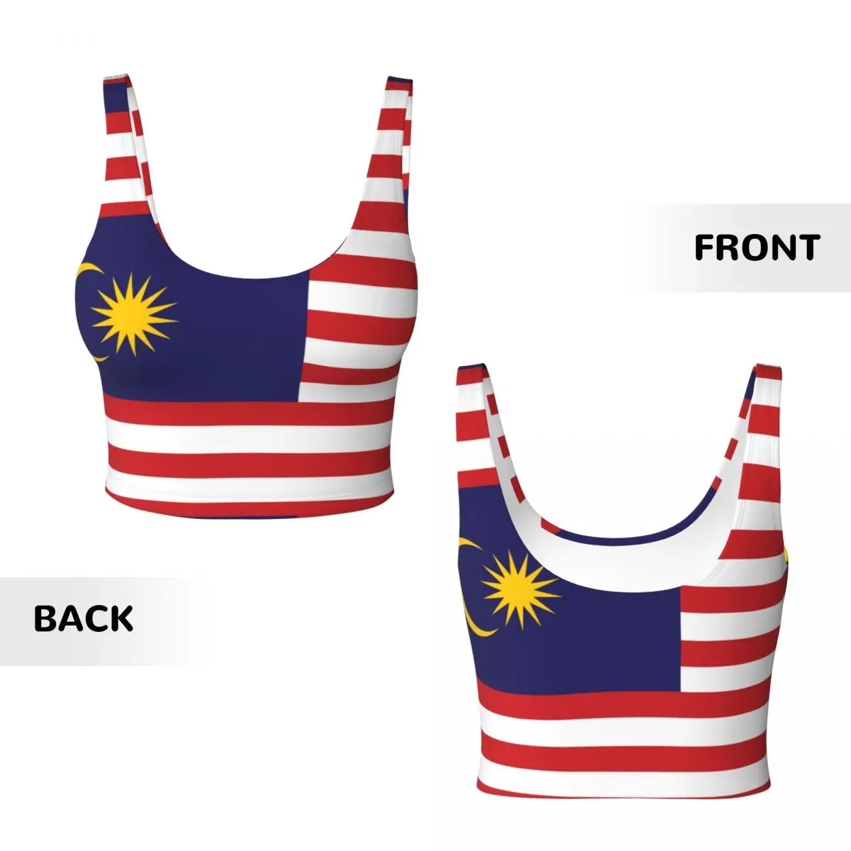 ผู้หญิงเซ็กซี่กีฬาเสื้อกั๊กมาเลเซียธงหญิงStreetwearกีฬาชุดชั้นในTee Crop Top