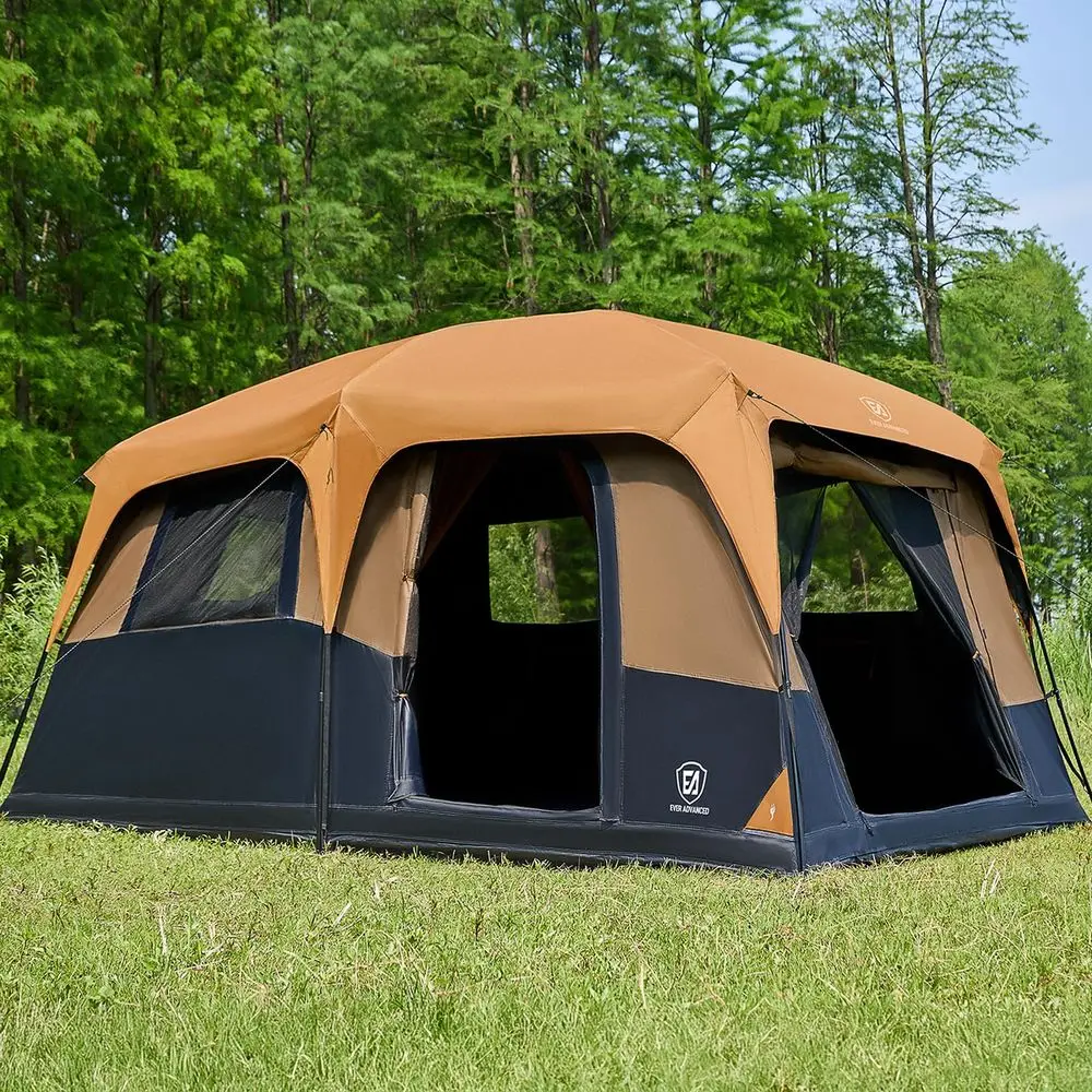 

10 Person Camping Blackout Design Tent, Multi Room Tent for Family, Large Tents with Rainfly and Carry Bag, 2 Doors, WaterResis