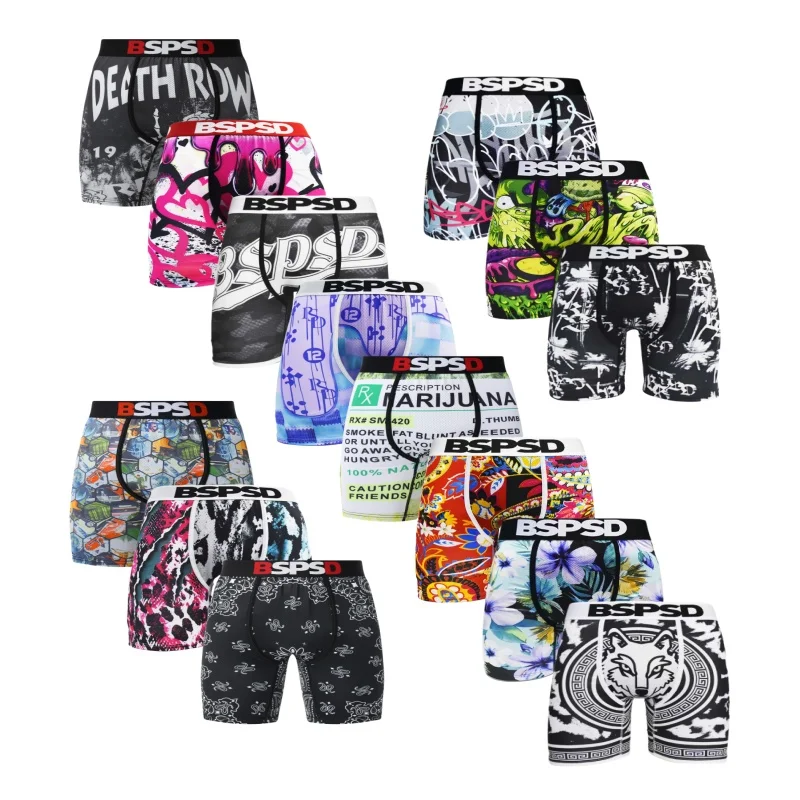 Mens Underwear Boxers 1Pcs Breathable Man Swimming Underpants Plus Size S-XXL Mens Panties Sexy Print Men's Boxer Briefs Trunks