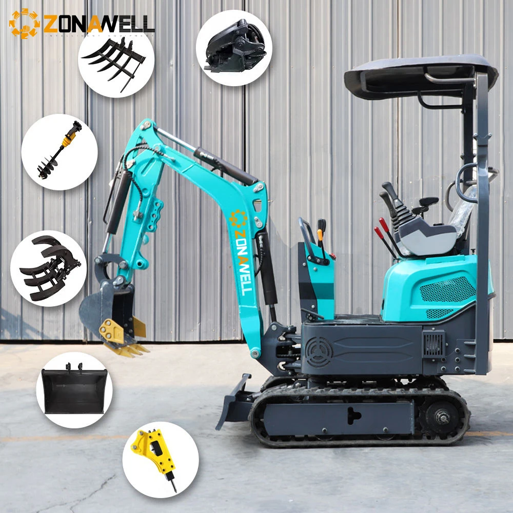 Прочный мини-экскаватор ZONAWELL ZNW 12, 55 °   Боковые качели, работает с несколькими насадками для многопромышленных применения