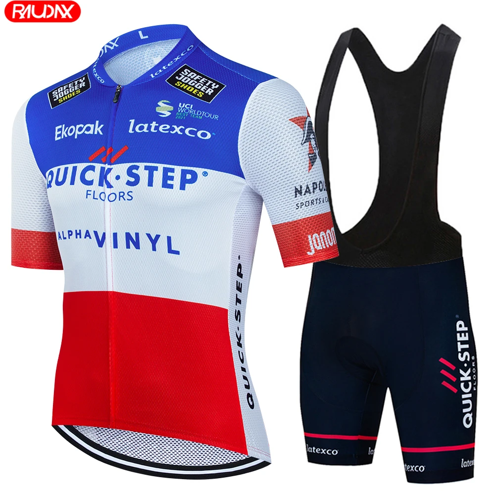 Quick Step Cycling Jersey 2023 Summer Men Anti-UV Cycling Jersey Set Breathable Racing Sport Bicycle Jersey Cycling Clothing