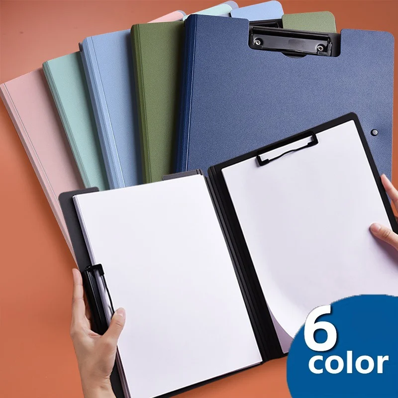 

1pcs A4 Profile Clipboard Double Clip Clipboard With Cover Office Documents Organizer Writing Pad Paper Storage A4 File Folders