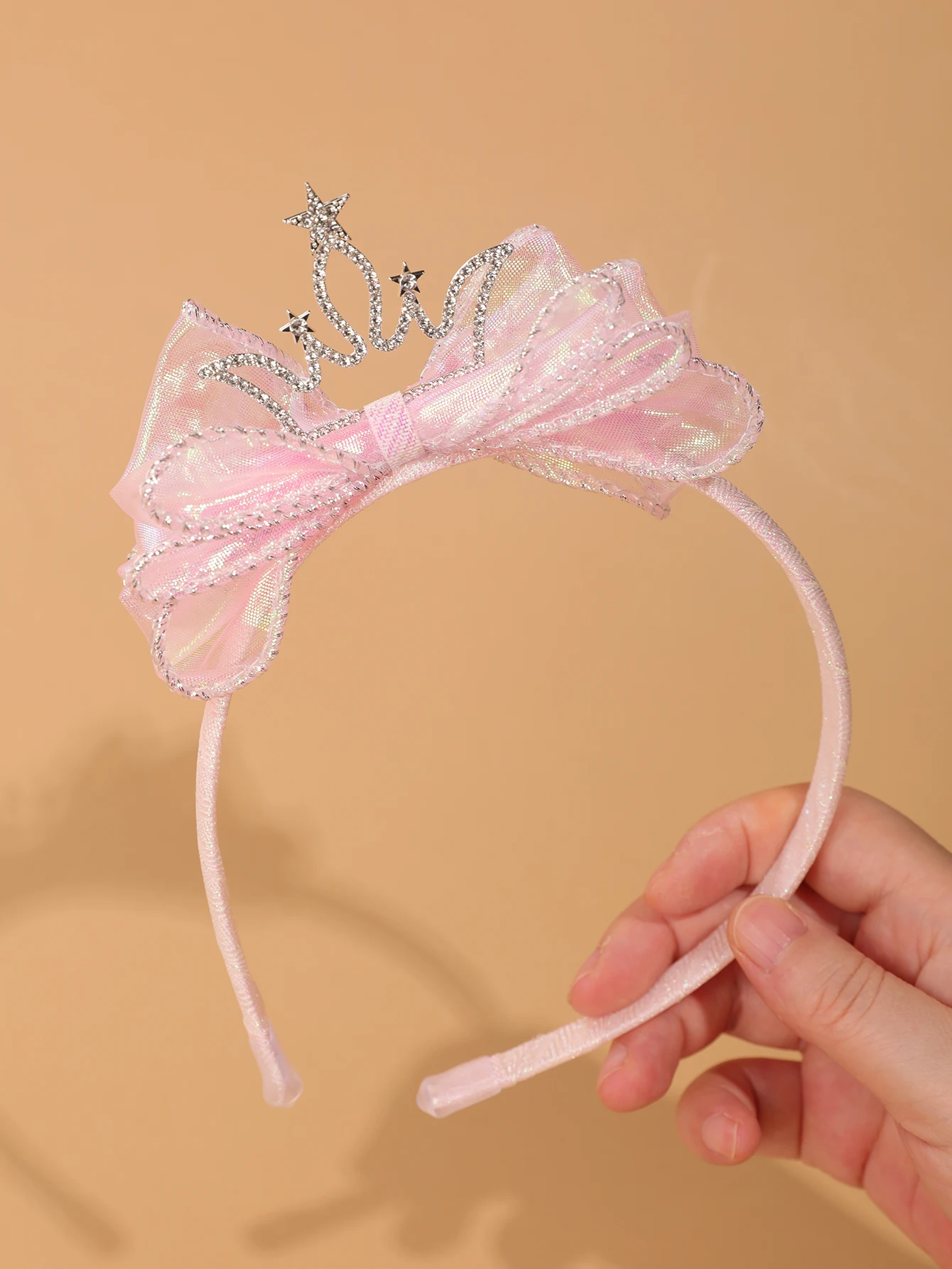 Modisches und schlichtes Kinder-Kronen-Haarband – leuchtend blaues Tüll-Haarband mit Schleife – Accessoire für Bühnenauftritte/formelle Kleider für Mädchen – Detail 16